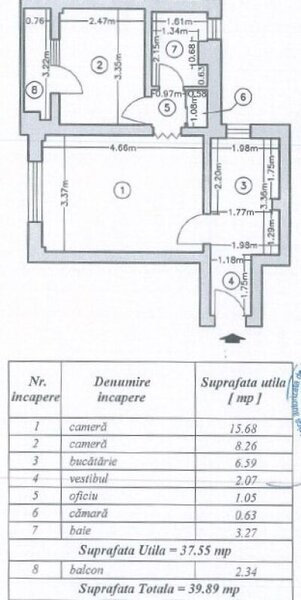 Intrarea Dr. Iacob Felix, Piata Victoriei, apartament cu 2 camere.